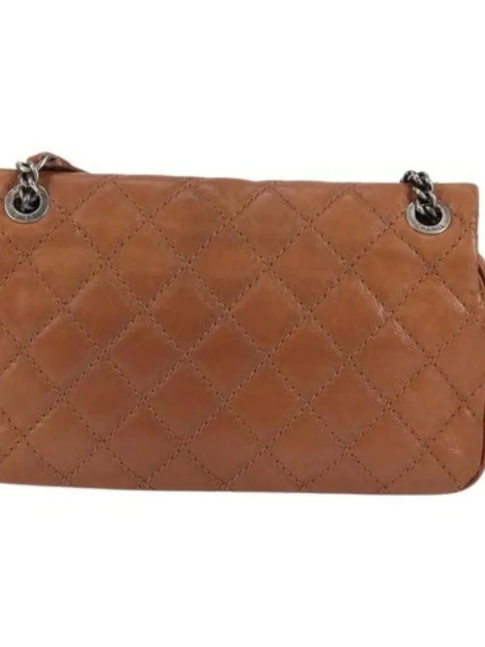 CHANEL Matelasse 25 Chain Shoulder Bag Leather Brown Silver CC Auth 134215